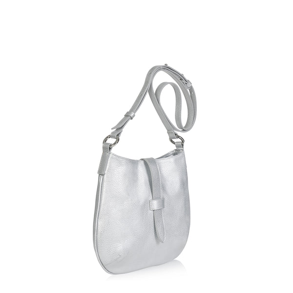 Tulip Crossbody Bag (Silver Pebbled)