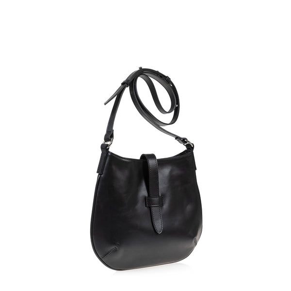 Tulip Crossbody Bag (Black Leather)