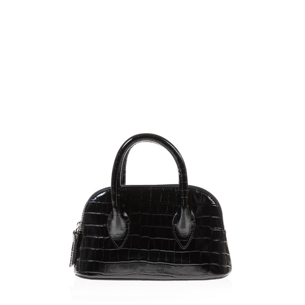 Mini Lady D (Black Croc-Embossed)